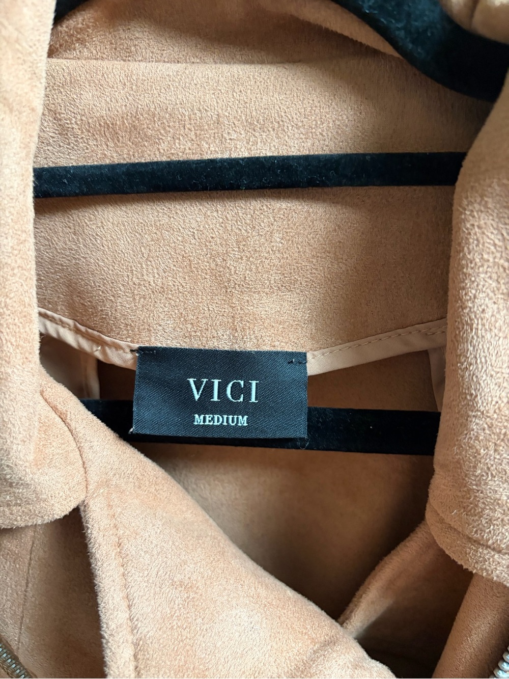 VICI Tan Suede Moto Jacket with Asymmetric Zips - Picture 2 of 3